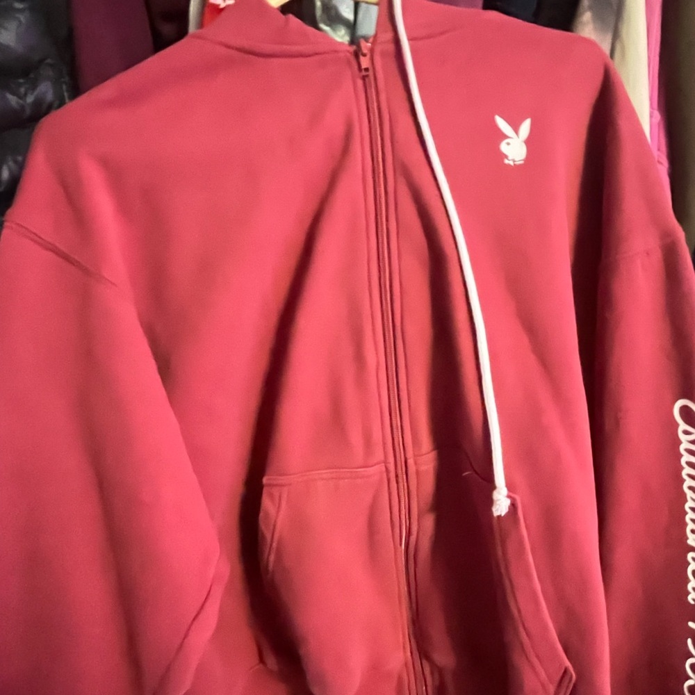 red playboy zip up hoodie